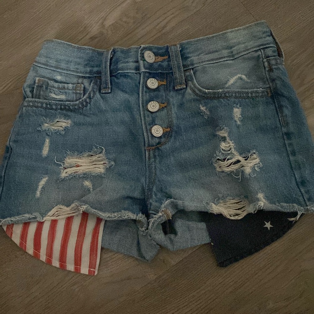Old Navy four button-down American flag jean shorts